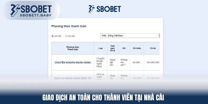 Giao dịch an toàn cho thành viên tại nhà cái 